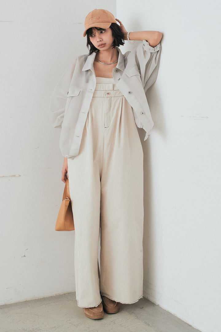 [SET]シアーダンボールサイドドロストジャケット+綿ツイルアシメサロペット(2set)