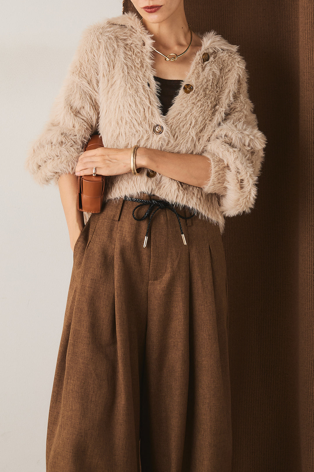 【即納】フェザーヤーン衿付きカーディガン