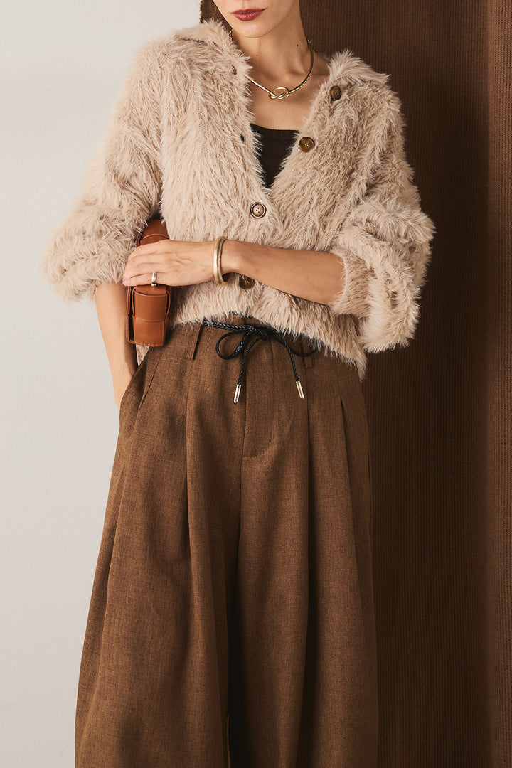 【即納】フェザーヤーン衿付きカーディガン