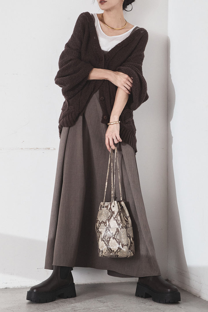 [SET]コード刺繍リラックスニットカーディガン+フレアリラックスキャミワンピース(2set)