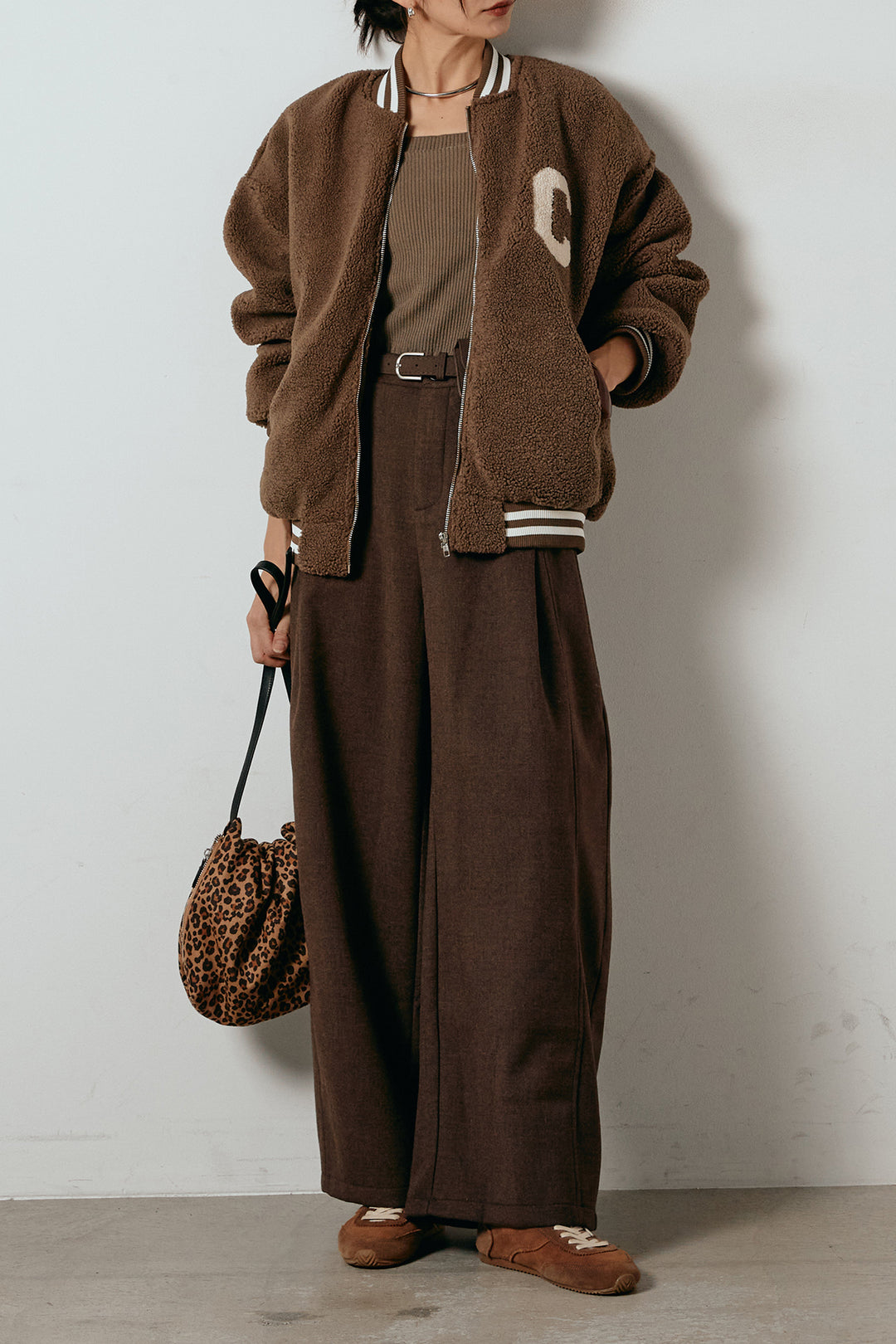 [SET]ロゴスタジャンボアブルゾン+ポーチベルト付きカーブパンツ(2set)