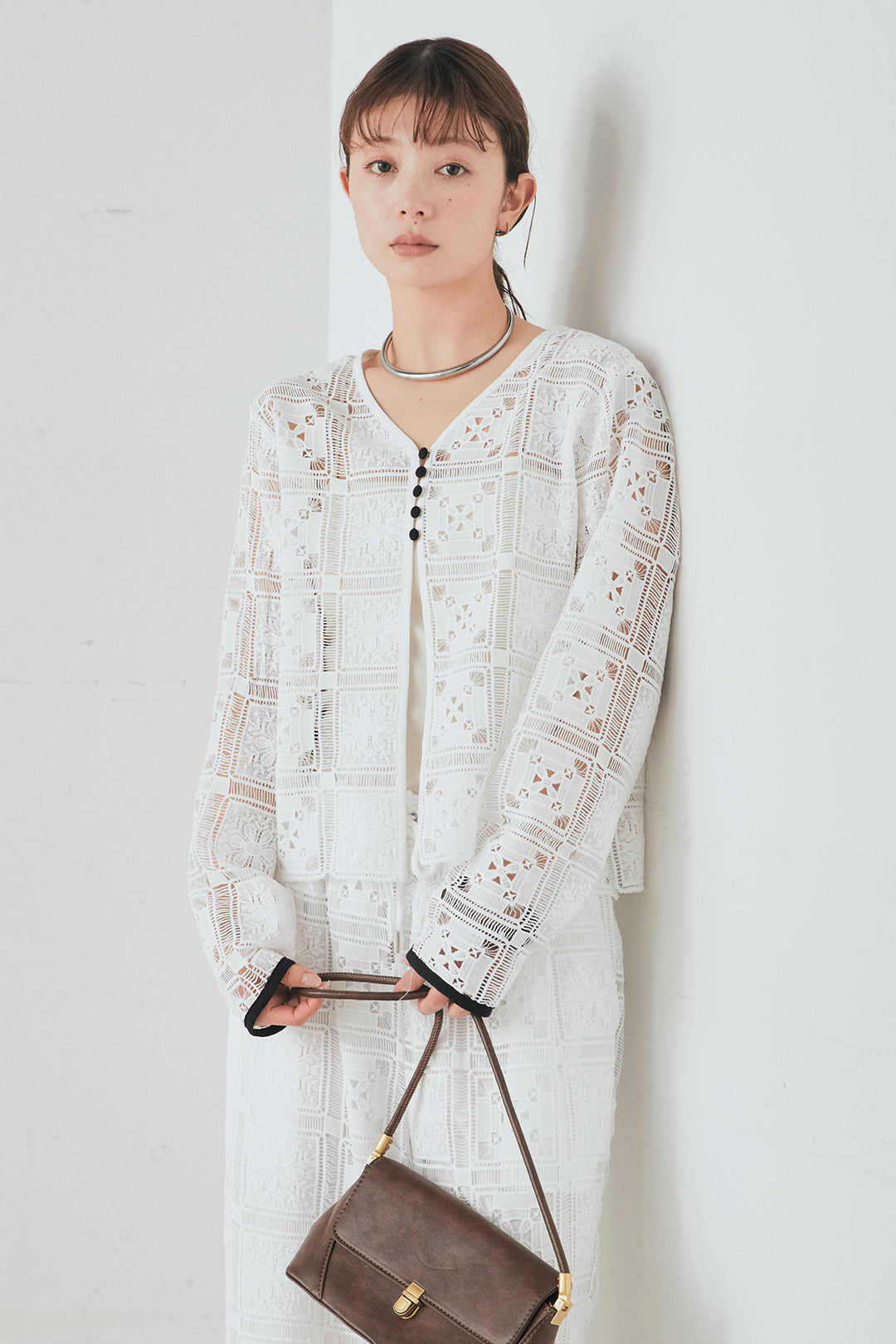 [SET]クロシェレースカーディガン+クロシェレースイージーパンツ(2set)