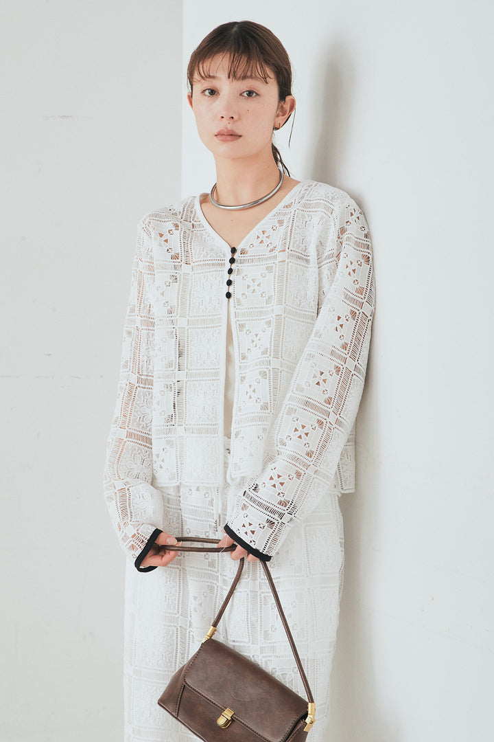 [SET]クロシェレースカーディガン+クロシェレースイージーパンツ(2set)