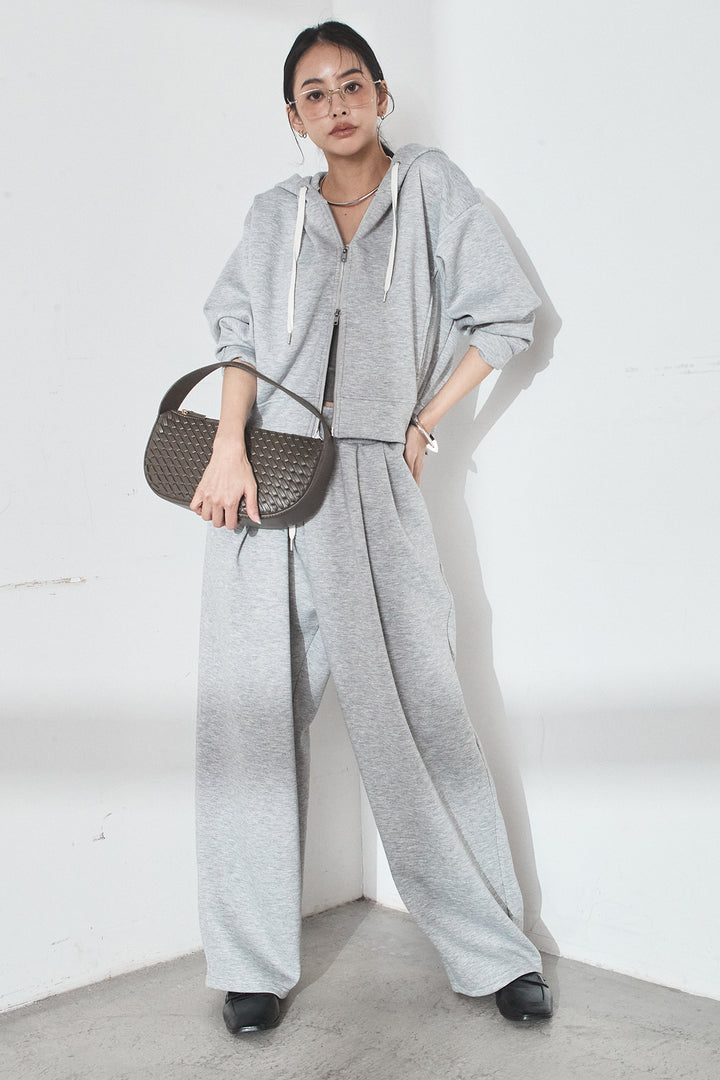 [SET]スウェットドルマンジップフードパーカー+スウェットコクーンイージーパンツ(2set)