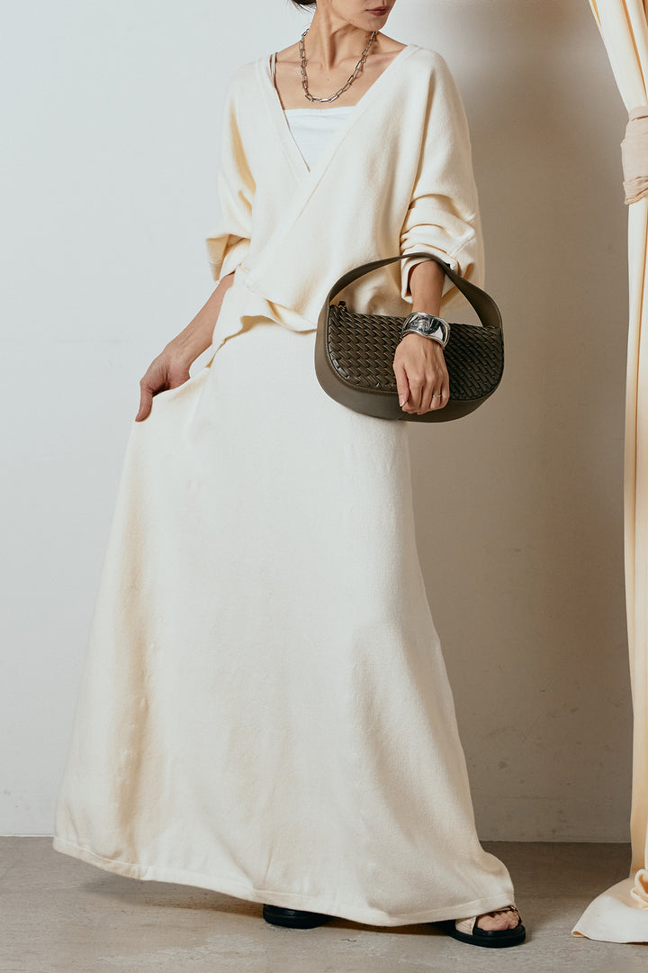 [SET]カシュクールニットカーディガン+ニットロングスカート(2set)