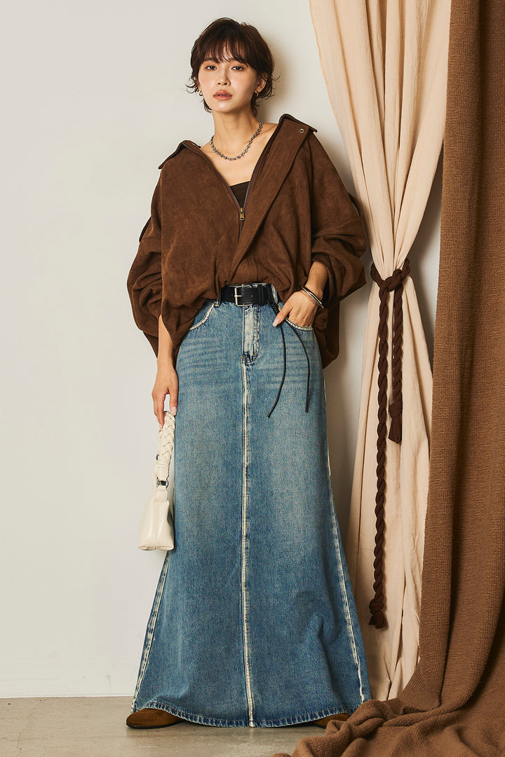 【即納】バルーンシルエットフェイクスエードブルゾン