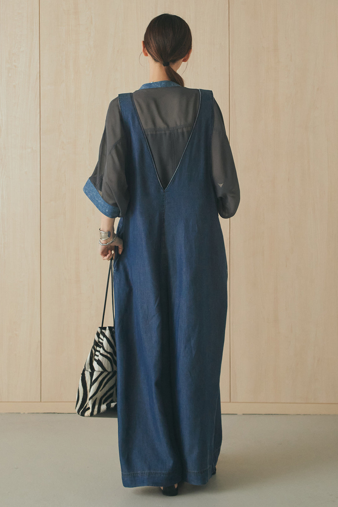 [SET]デニムライクビッグツーポケシアーシャツ+前後2WAYテンセルデニムサロペット(2set)