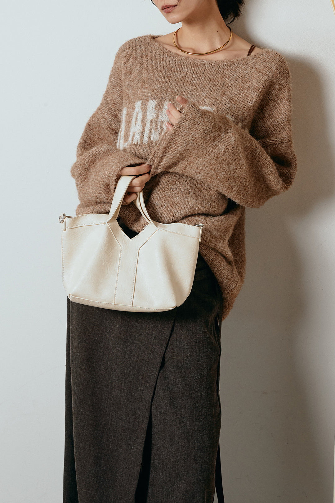 [SET]フロントロゴデザインニットトップス+ラップ巻きワイドスラックス(2set)