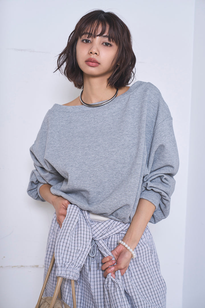 [SET]ワンショルスウェットプルオーバー+チェックウエスト巻きジョガーパンツ(2set)