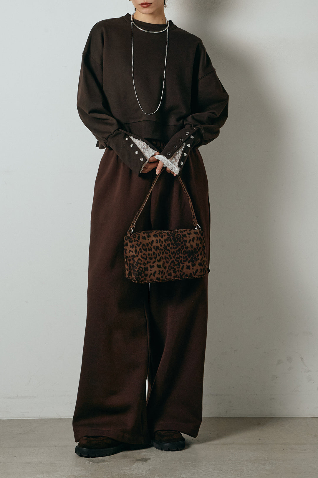 [SET]裏毛バックオープンプルオーバー+裏起毛スウェットワイドパンツ(2set)