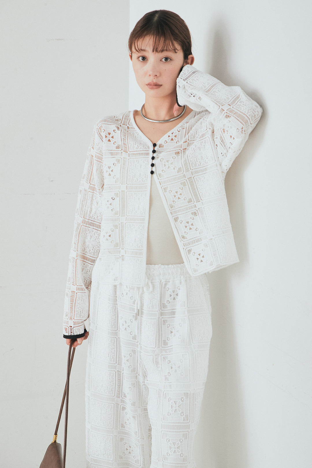 [SET]クロシェレースカーディガン+クロシェレースイージーパンツ(2set)