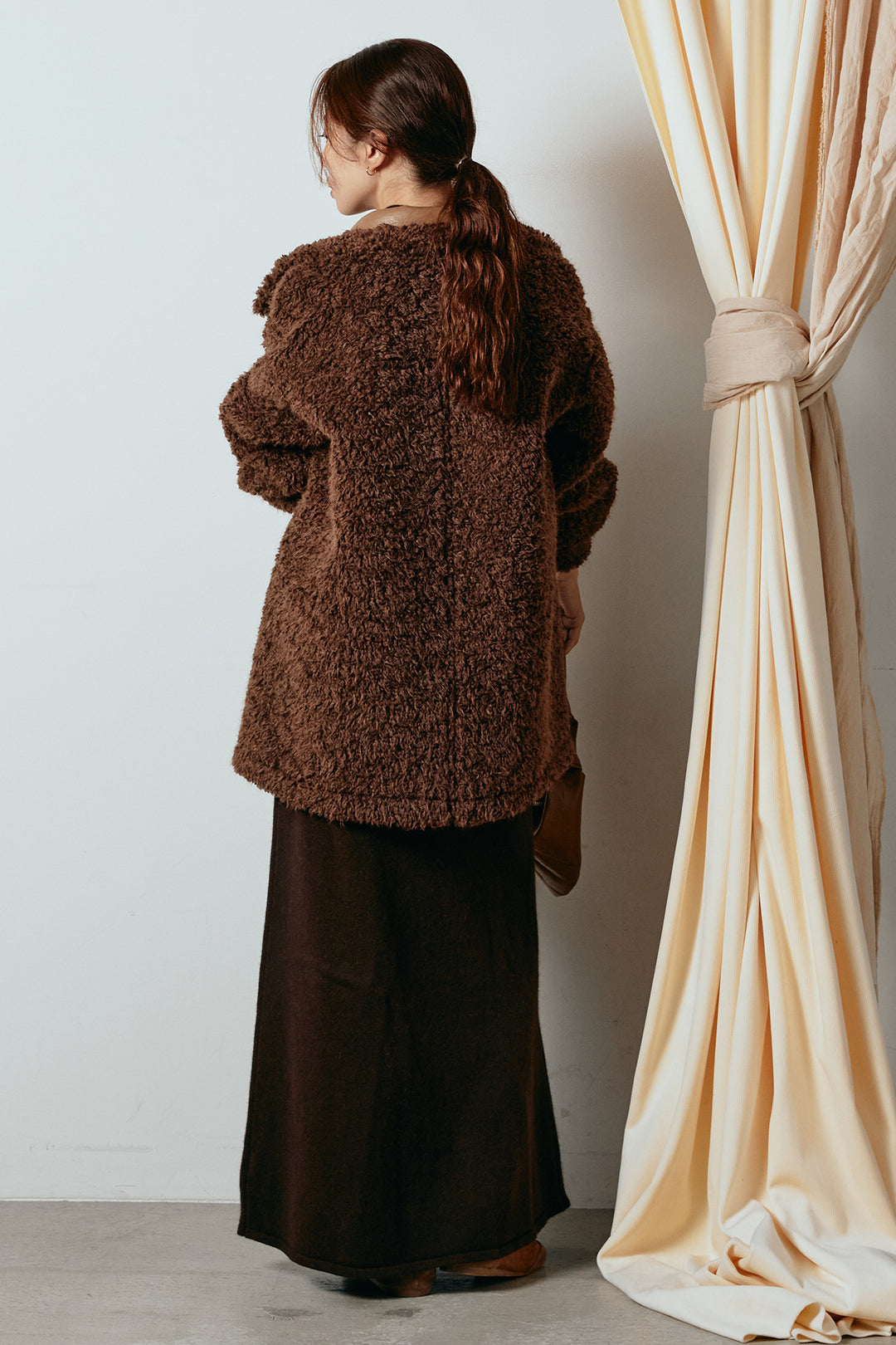 [SET]リバーシブルボアアウター+ノースリーブニットロングワンピース(2set)