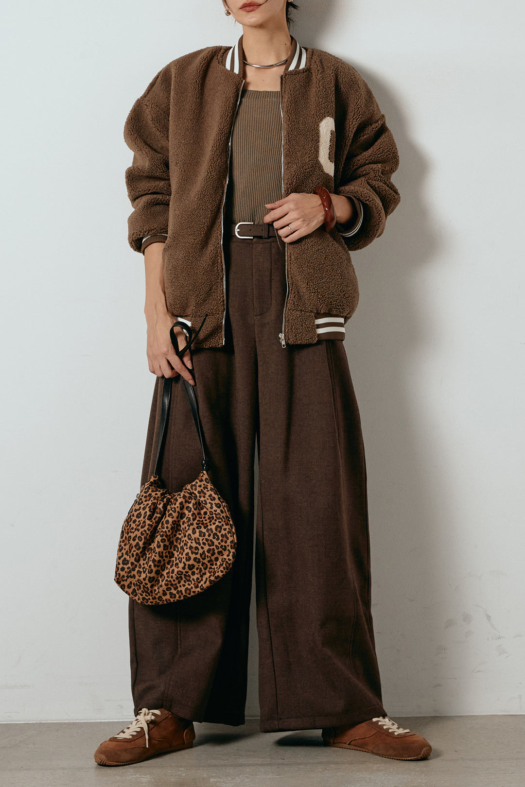 [SET]ロゴスタジャンボアブルゾン+ポーチベルト付きカーブパンツ(2set)