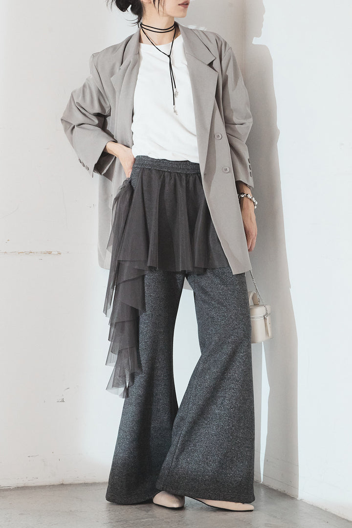 [SET]ルーズシルエットダブルテーラードジャケット+ストレッチロングTシャツ(2set)