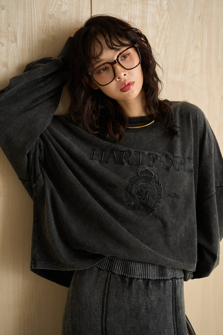 [SET]袖ボリュームHARTFORD刺繍Tシャツ+ピグメントリラックスニットスカート(2set)