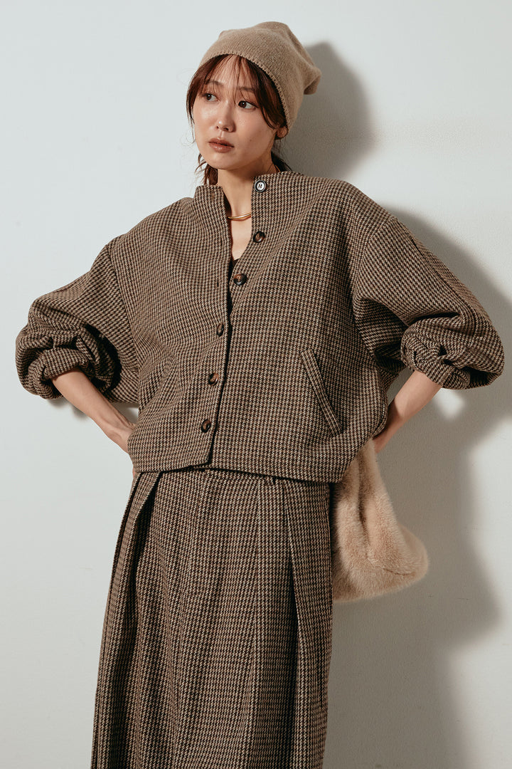 [SET]ノーカラーガンクラブチェックジャケット+ガンクラブチェックタックパンツ(2set)