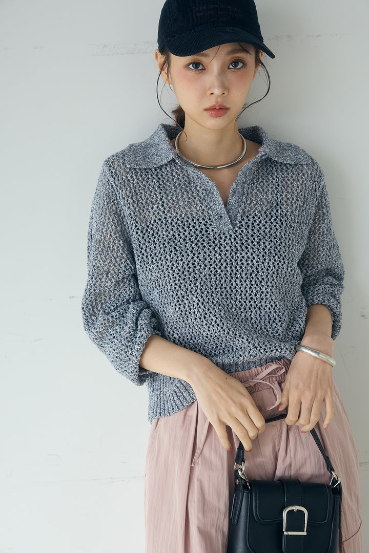 [SET]ミックスメッシュポロニット+撥水ジョガーパンツ(2set)