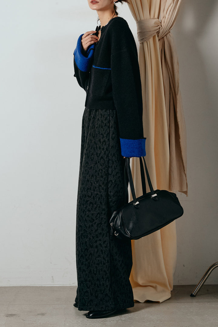 [SET]アルパカタッチダブルフェイスカーディガン+レオパードジャガードニットパンツ(2set)