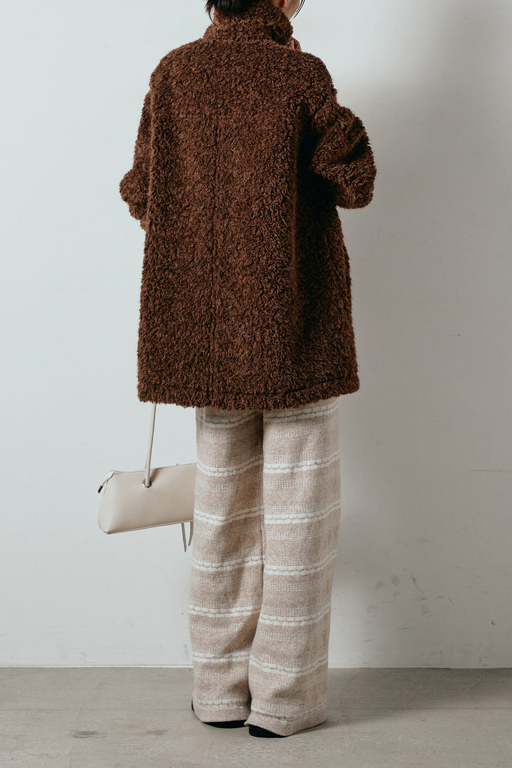 [SET]リバーシブルボアアウター+マルチライン柄リラックスニットパンツ(2set)