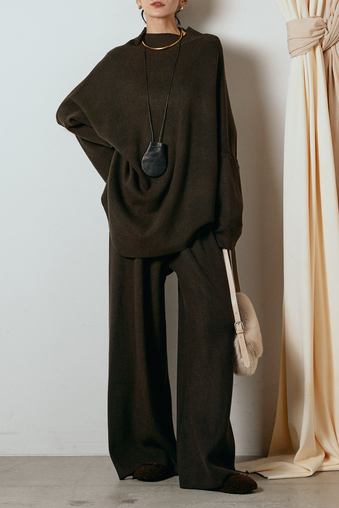 [SET]ポンチョシルエットニットSETUP