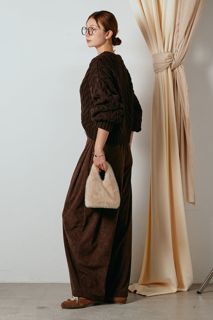 [SET]バルキーケーブルプルオーバー+コーデュロイサイドタックコクーンパンツ(2set)