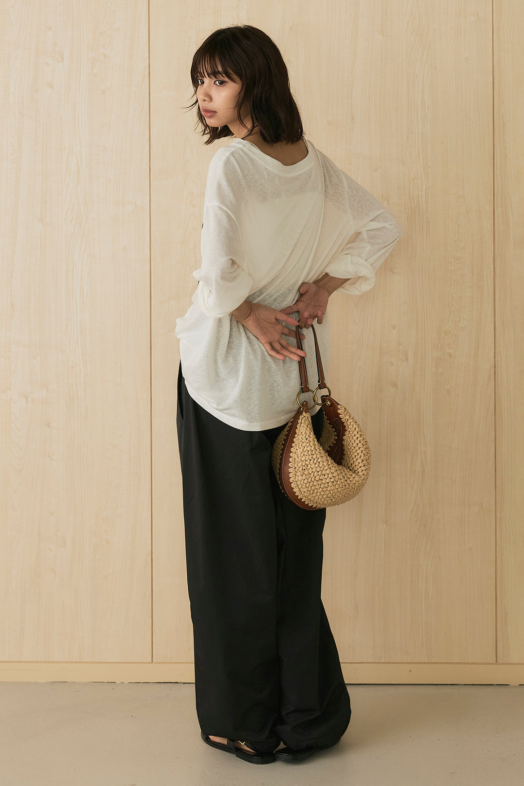 [SET]ヴィンテージグラフィックロンT+合繊ツイルスタンドウエスト巻きジョガーパンツ(2set)