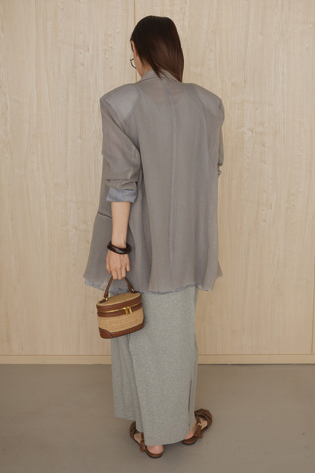 [SET]メッシュテーラードワイドジャケット+ノースリロングワンピース(2set)