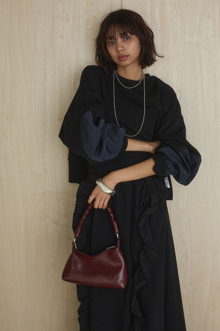 [SET]アームパッチスウェットプルオーバー+ビッグフリルスウェットロングスカート(2set)