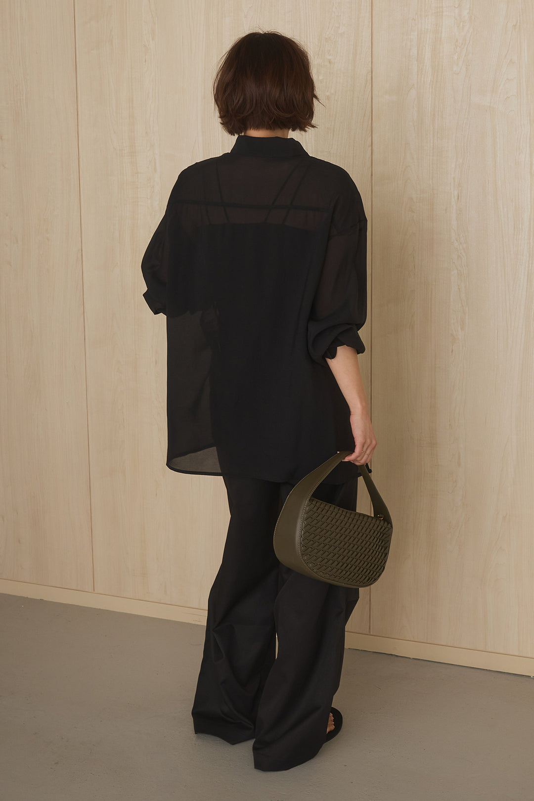 [SET]フロントボタンニュアンス柄ブラウス+ニーサイドタックウエストドロストパンツ(2set)