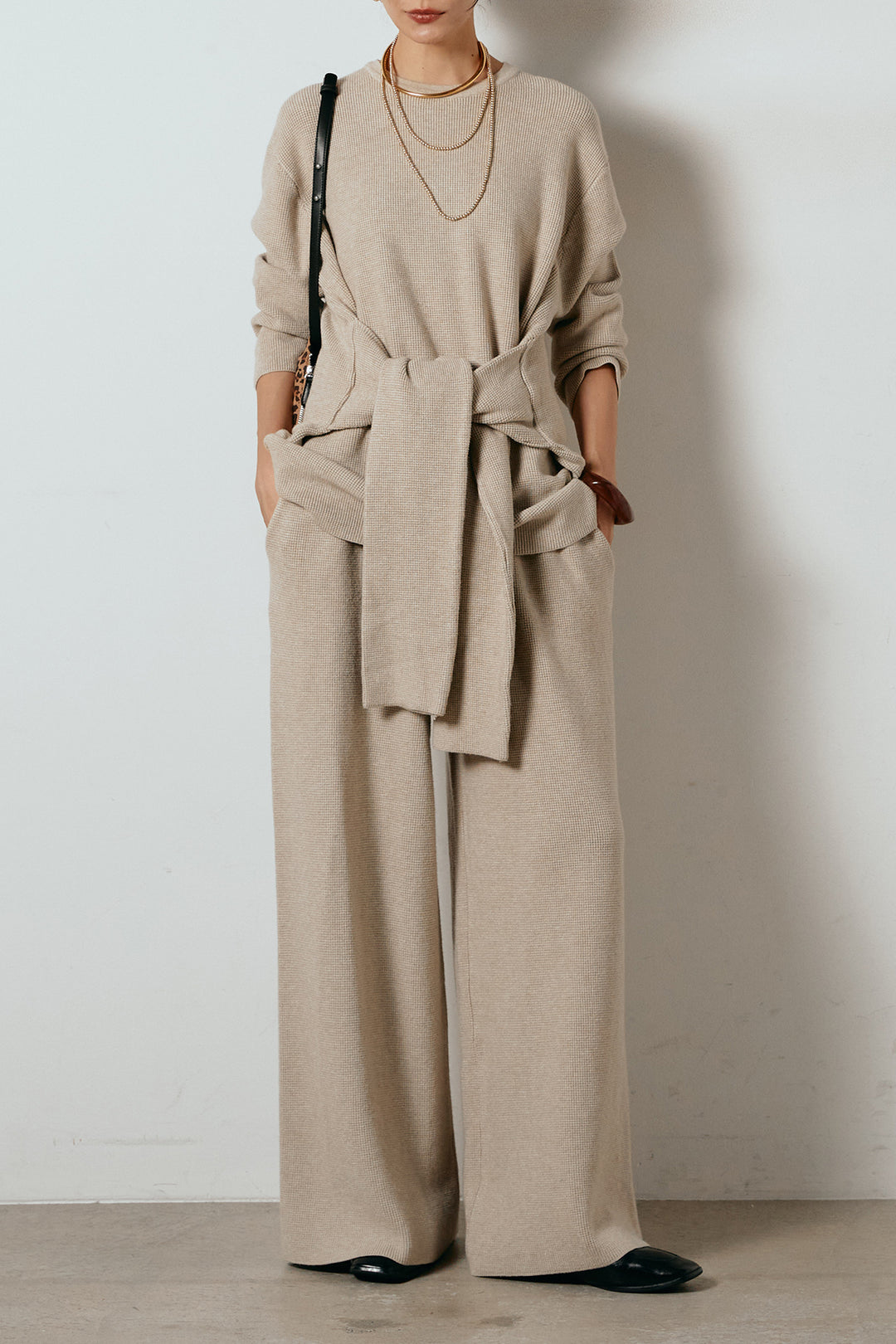 [SET]ウエスト巻きワッフルニットSETUP