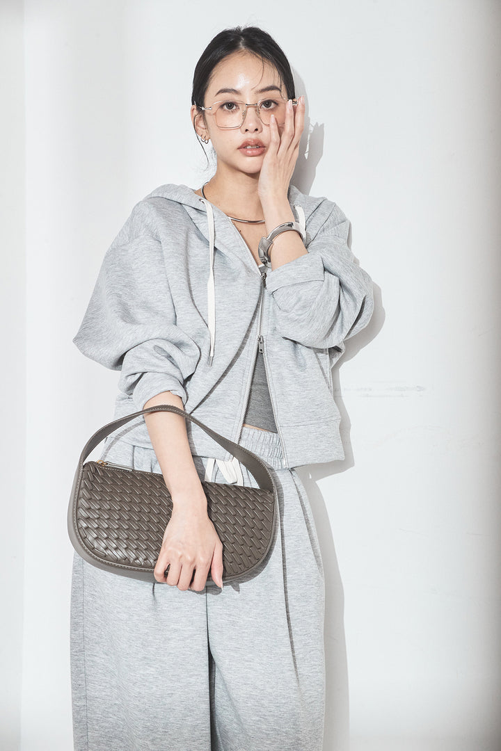 [SET]スウェットドルマンジップフードパーカー+スウェットコクーンイージーパンツ(2set)