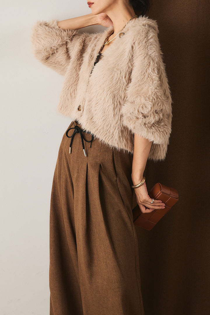 【即納】フェザーヤーン衿付きカーディガン