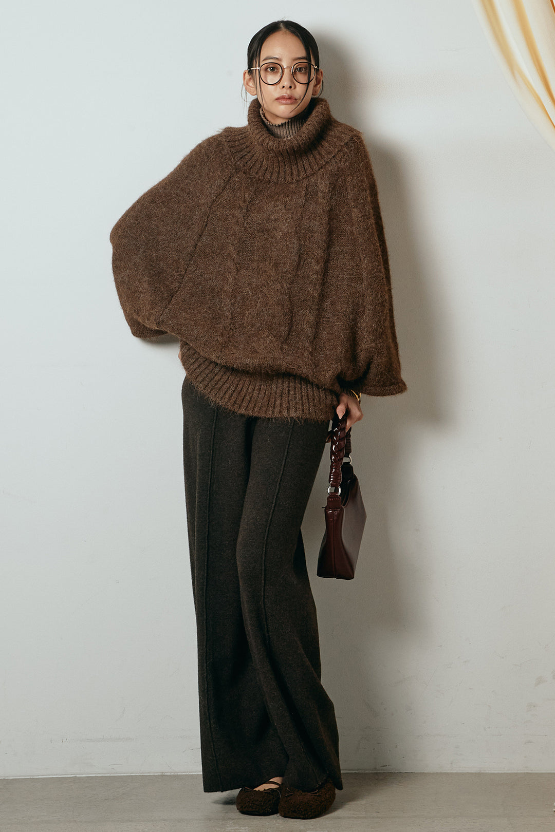 [SET]起毛ミディアムスリーブニットトップス+センターラインニットパンツ(2set)