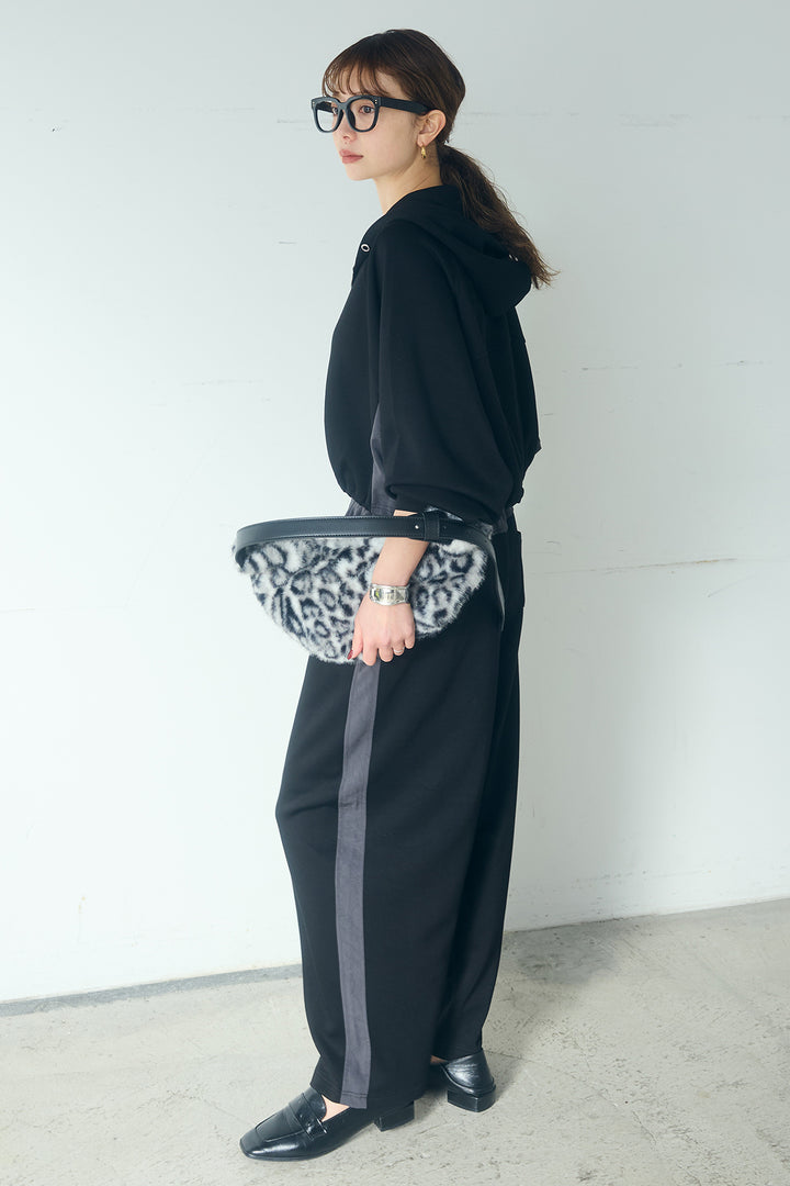 [SET]ドルマンショートフーディー+異素材切り替えスウェットパンツ(2set)