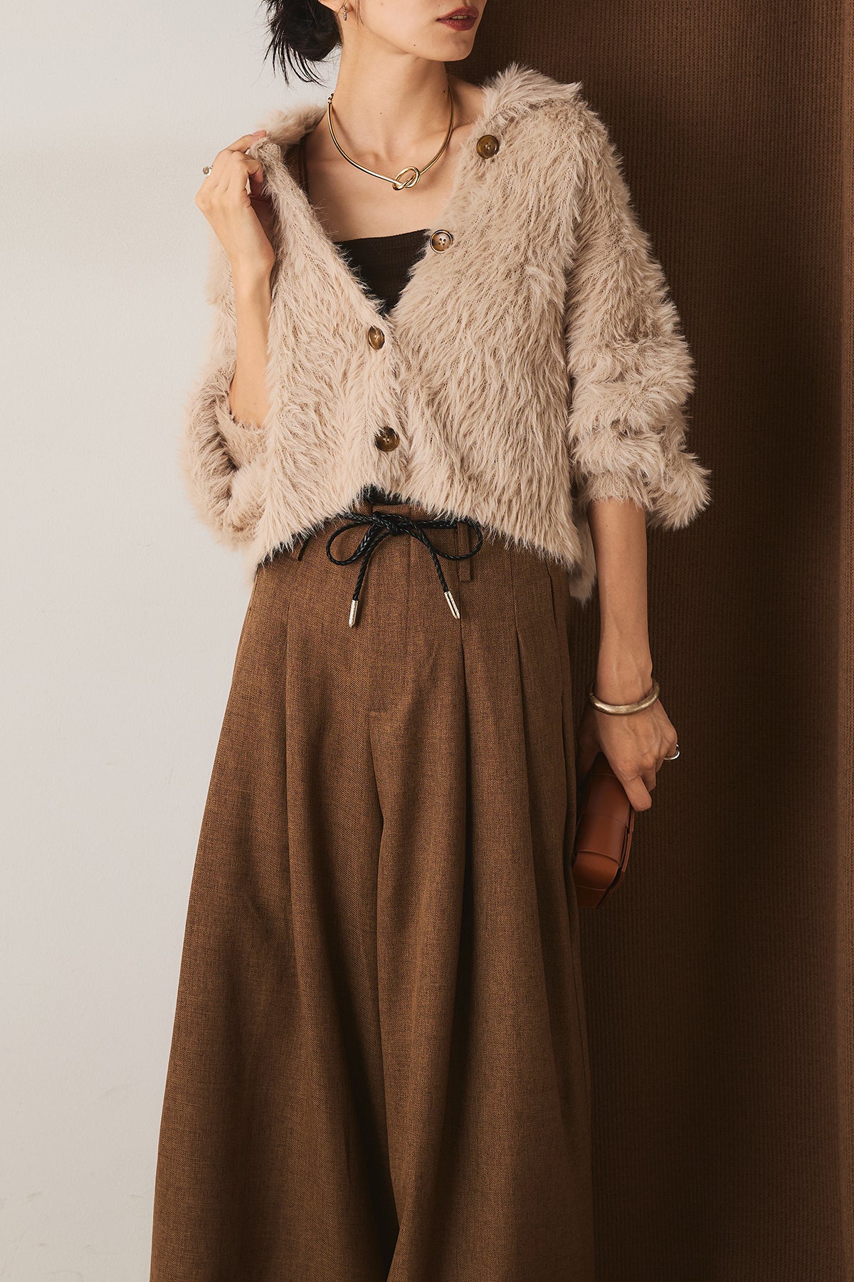 即納】フェザーヤーン衿付きカーディガン – ESICA