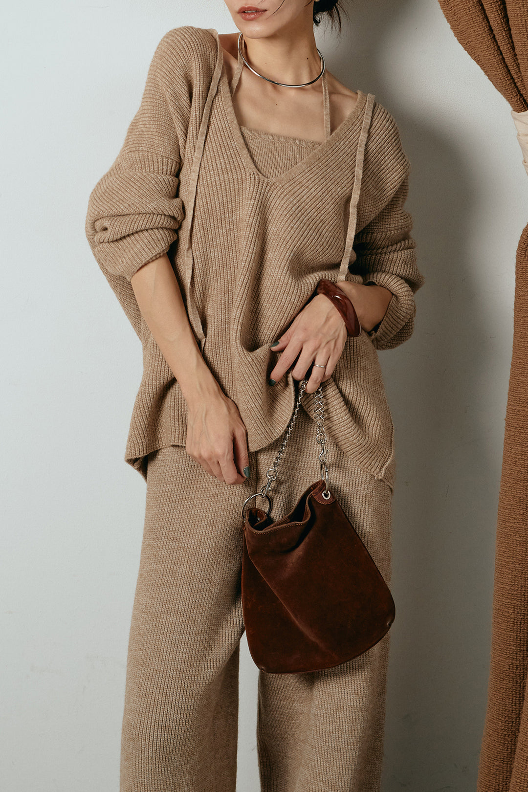 [SET]ホルターネックケーブルニットSETUP