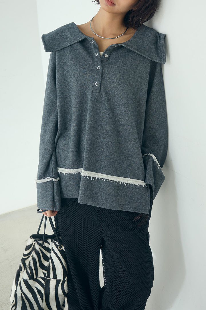 [SET]ビッグカラー2WAYスウェットトップス+メッシュリラックスパンツ(2set)