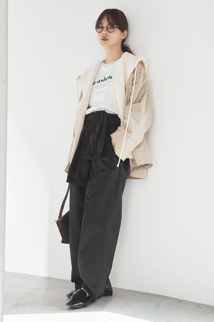 [SET]ナイロントレンチコート+合繊ツイルスタンドウエスト巻きジョガーパンツ(2set)