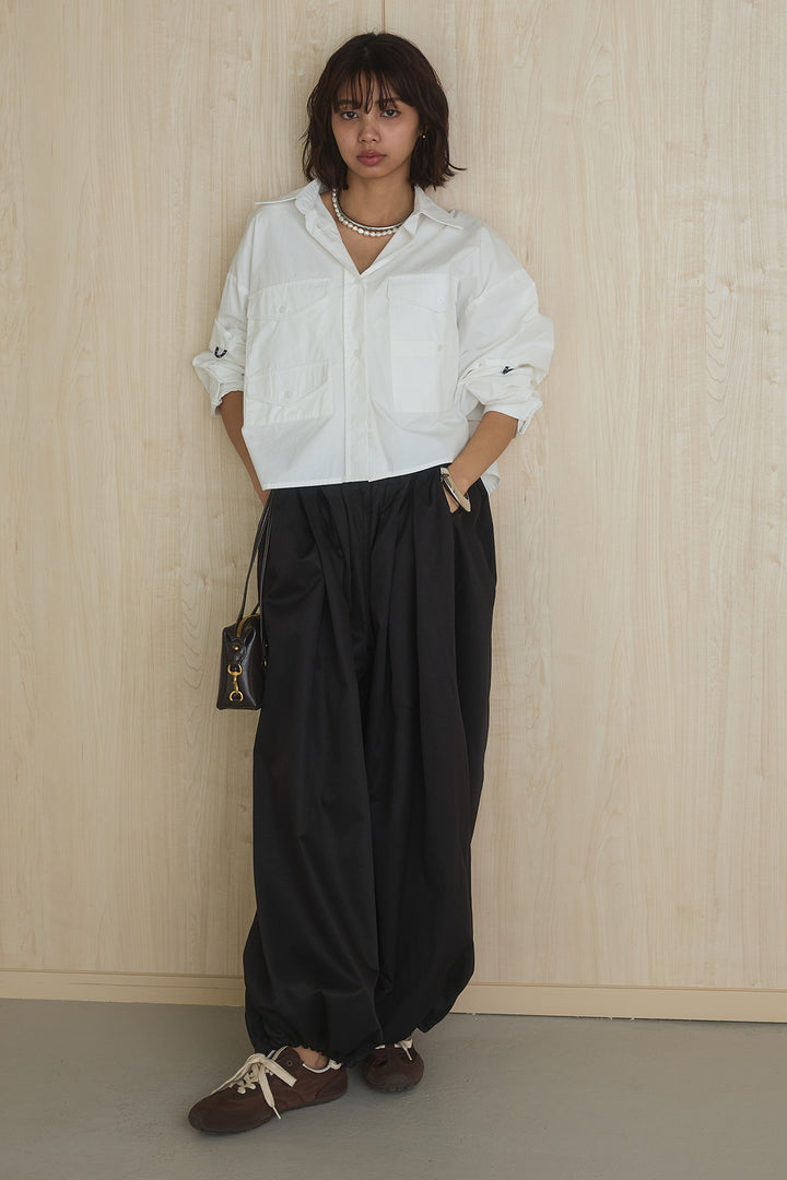 [SET]ビッグポケットシャツ+裾絞りワイドパンツ(2set)