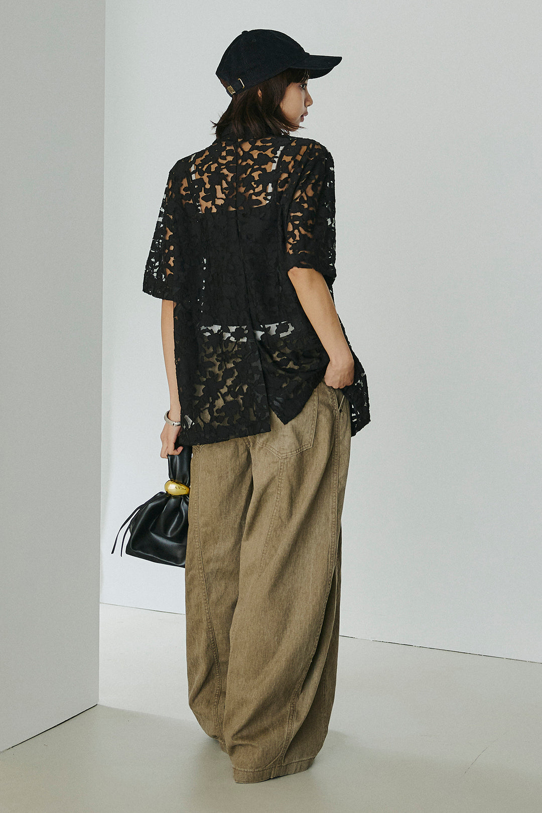 [SET]シアージャガードハーフスリーブテーラードジャケット+サイドベルトカーブワイドパンツ(2set)