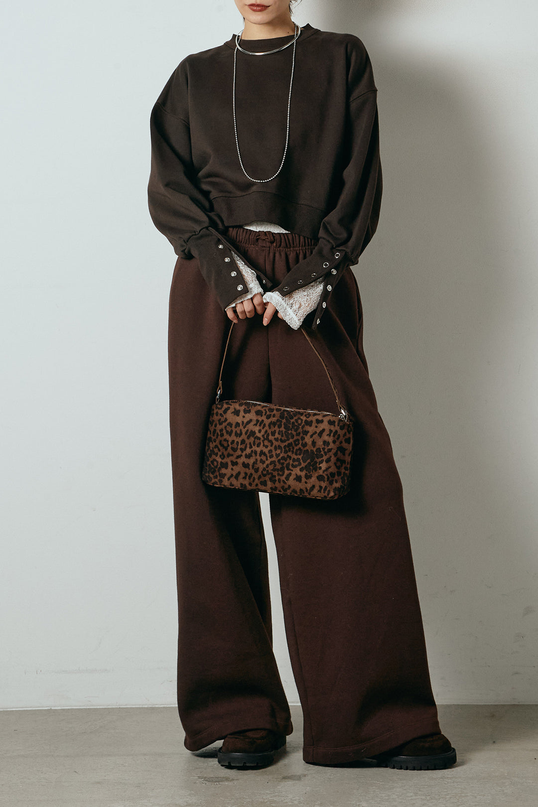 [SET]裏毛バックオープンプルオーバー+裏起毛スウェットワイドパンツ(2set)