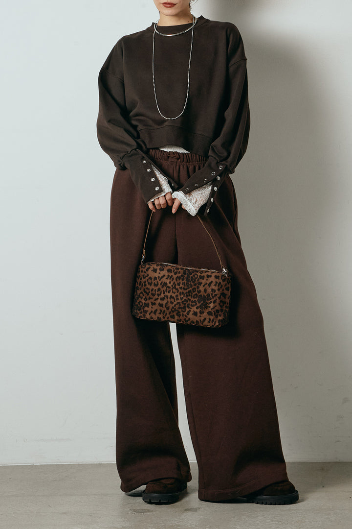 [SET]裏毛バックオープンプルオーバー+裏起毛スウェットワイドパンツ(2set)