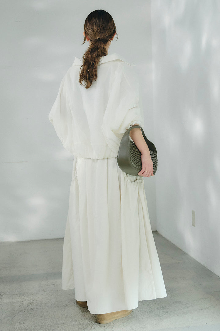 [SET]スタンドネックシアーブルゾン+ナイロンデザインフレアスカート(2set)