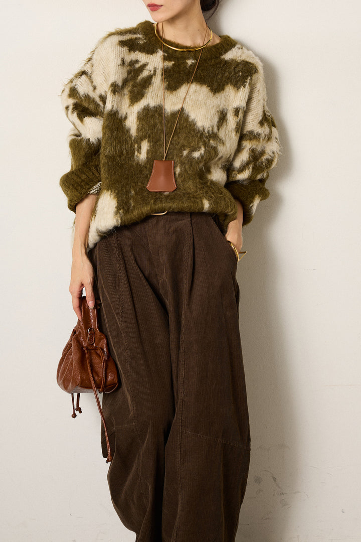 【着回しセット】[SET]モヘアタッチマーブルニット+モヘアタッチマーブルニット+タック入りコーデュロイワイドパンツ(3set)