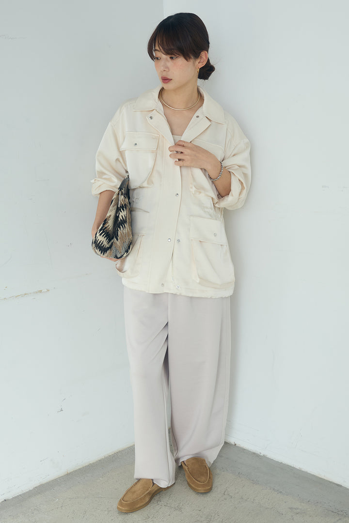 [SET]サテンライトブルゾン+異素材切り替えスウェットパンツ(2set)