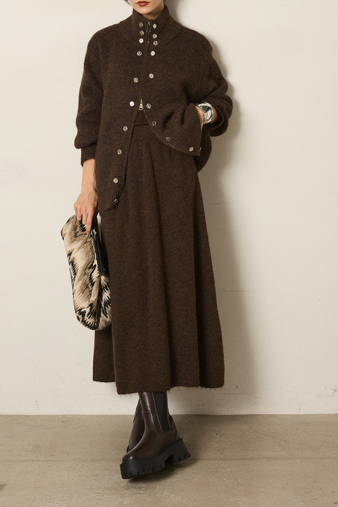 [SET]ハイネックメタルプレートニットスカートSETUP