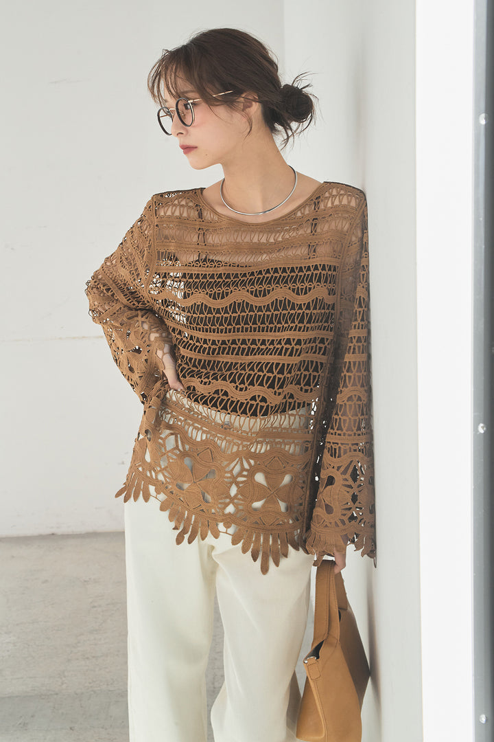 [SET]裾デザインメッシュプルオーバー+スプリングカラーデニムパンツ(2set)