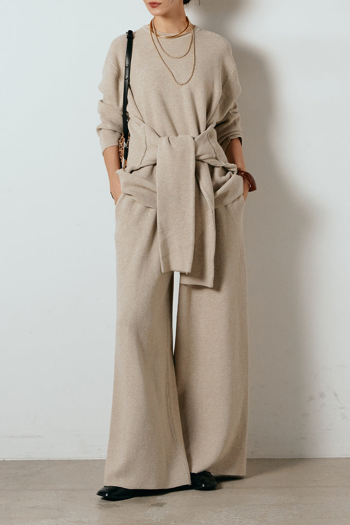 [SET]ウエスト巻きワッフルニットSETUP