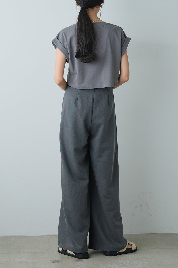[SET]ショート丈NEWYORKロゴTシャツ+ベルト付きクロスデザインパンツ(2set)