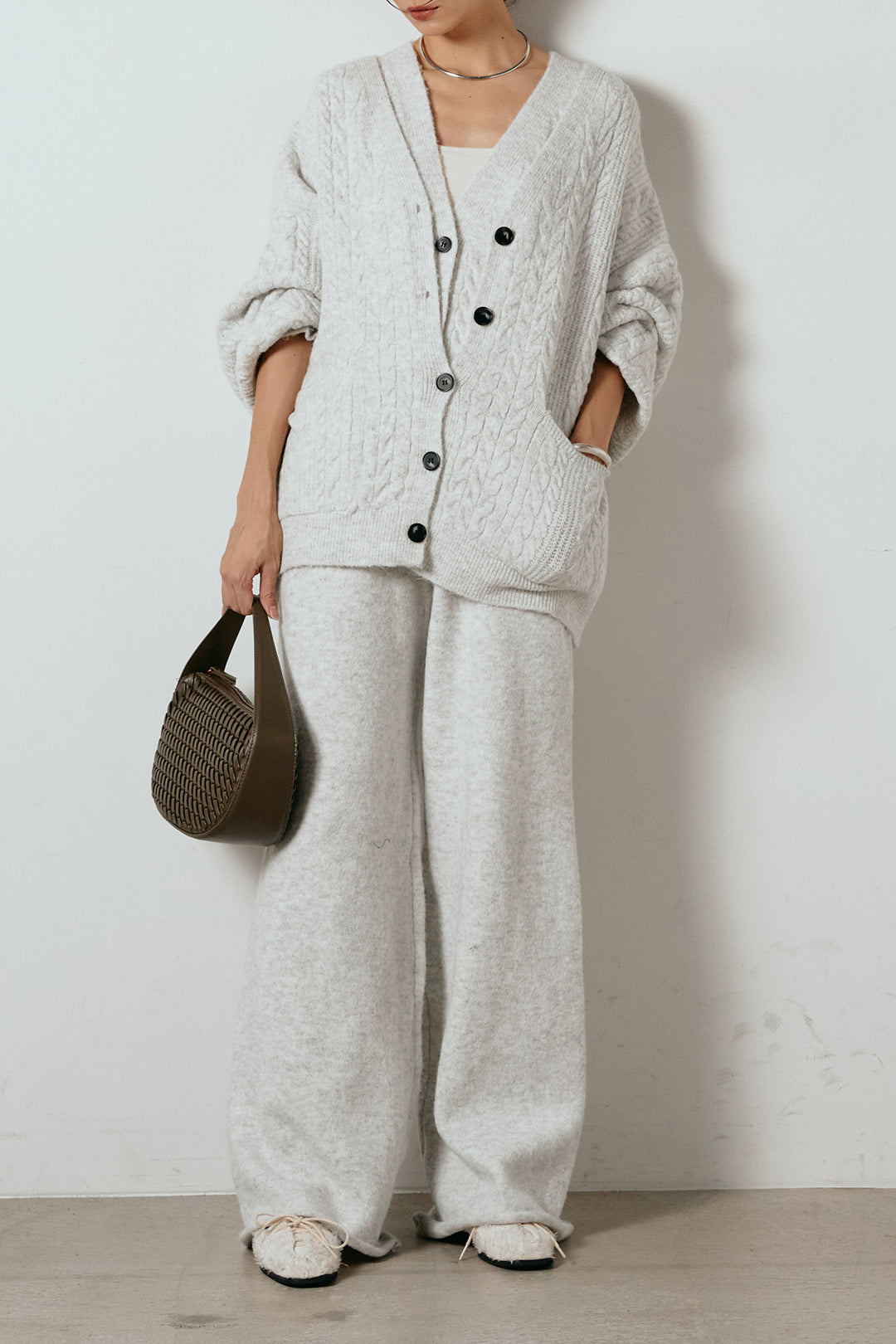 [SET]3ピースフロントボタンニットSETUP